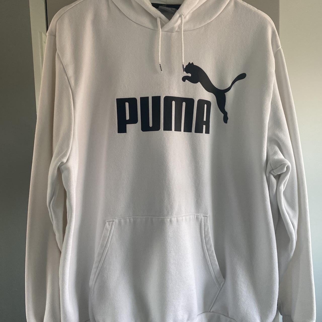 Simple white puma hoodie Excellent condition - Depop