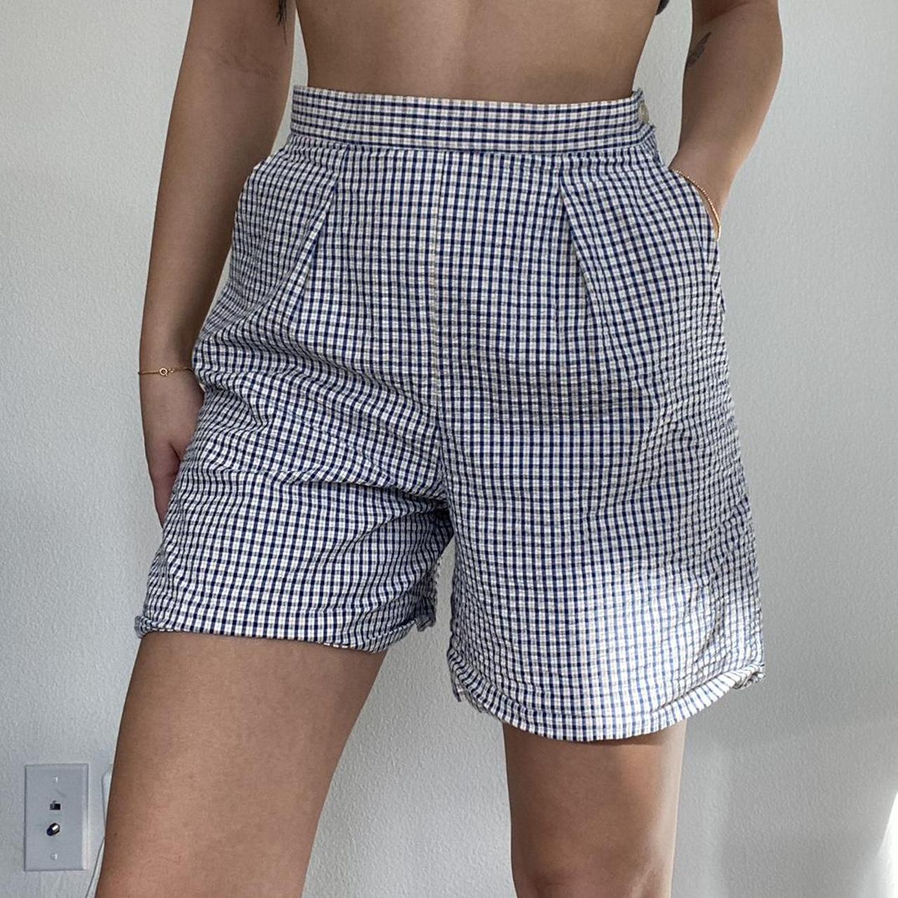 Adorable Vintage High Waisted Gingham Shorts Size 8 Depop