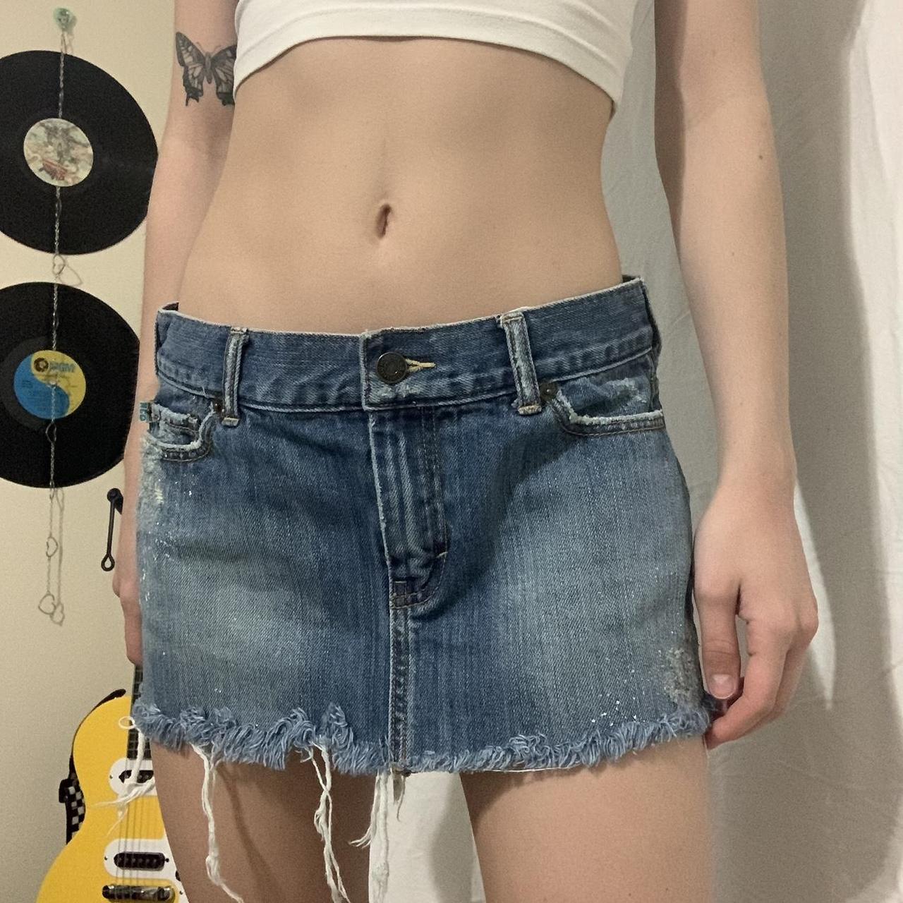 Y2K Hollister low waisted denim cutoff skirt... - Depop