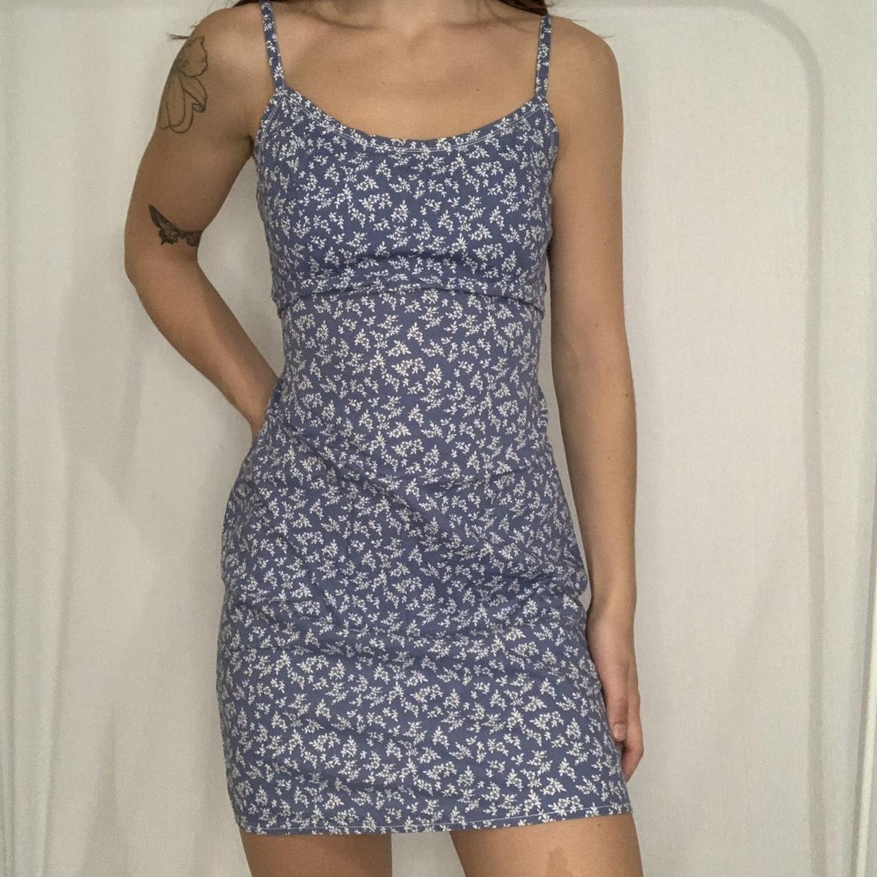 Brandy Melville blue and white floral dress - Depop