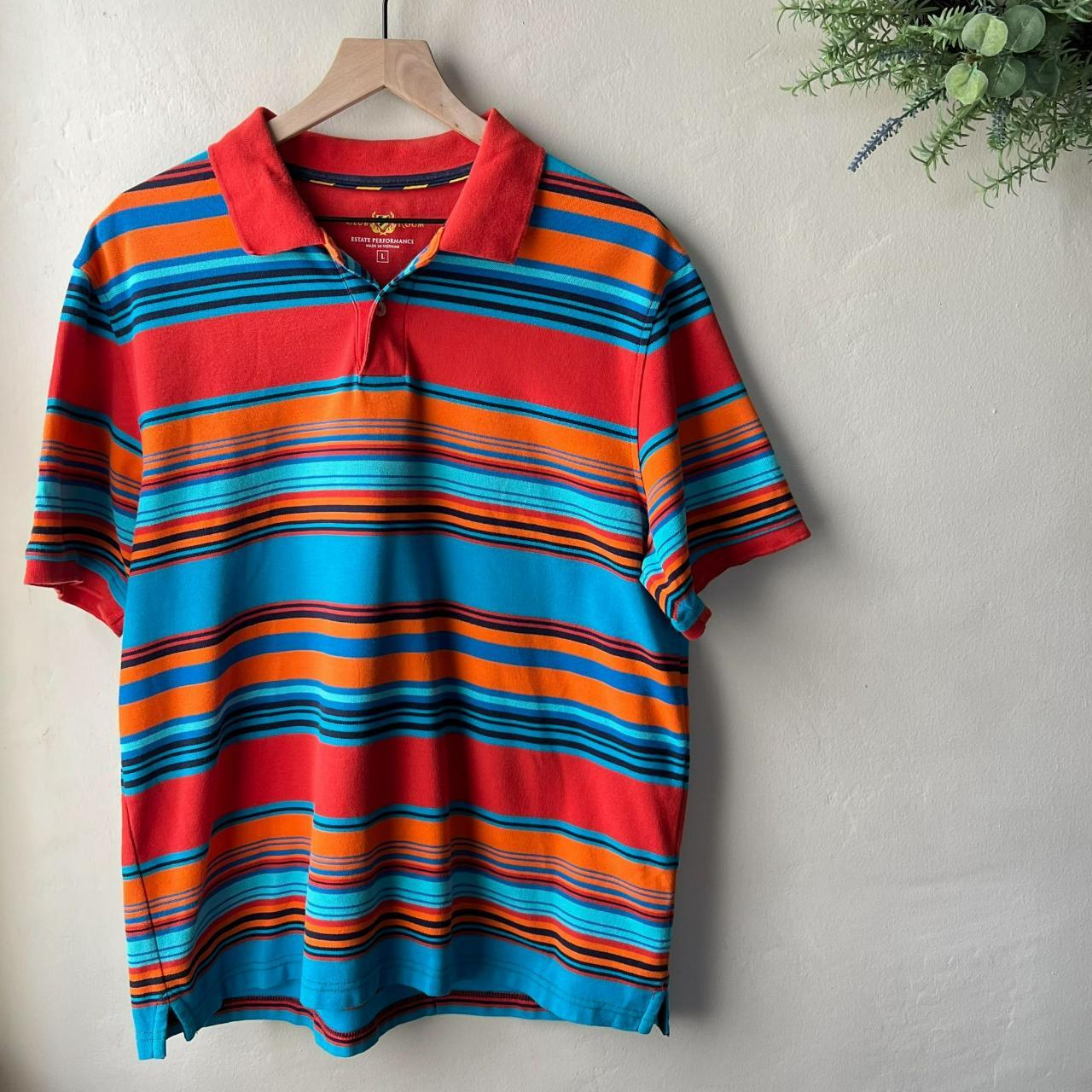 Club Room Men S Orange And Blue Polo Shirts Depop