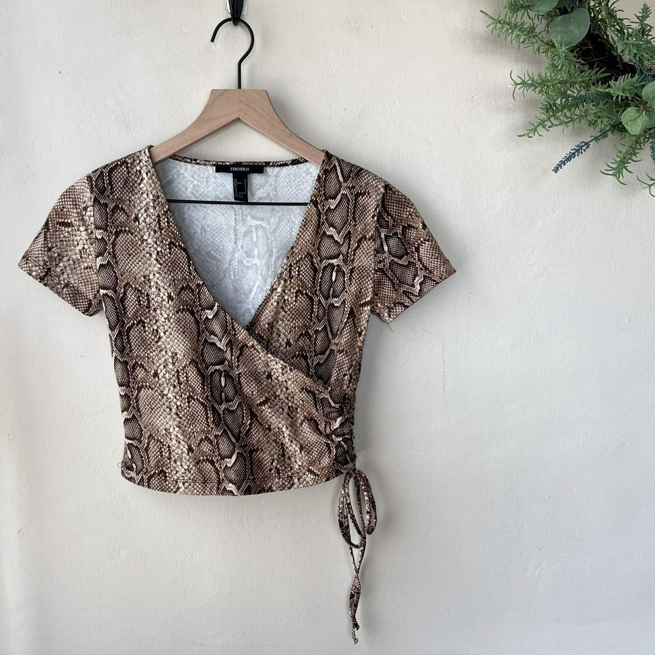 Forever 21 Snake Print Wrap Top in great