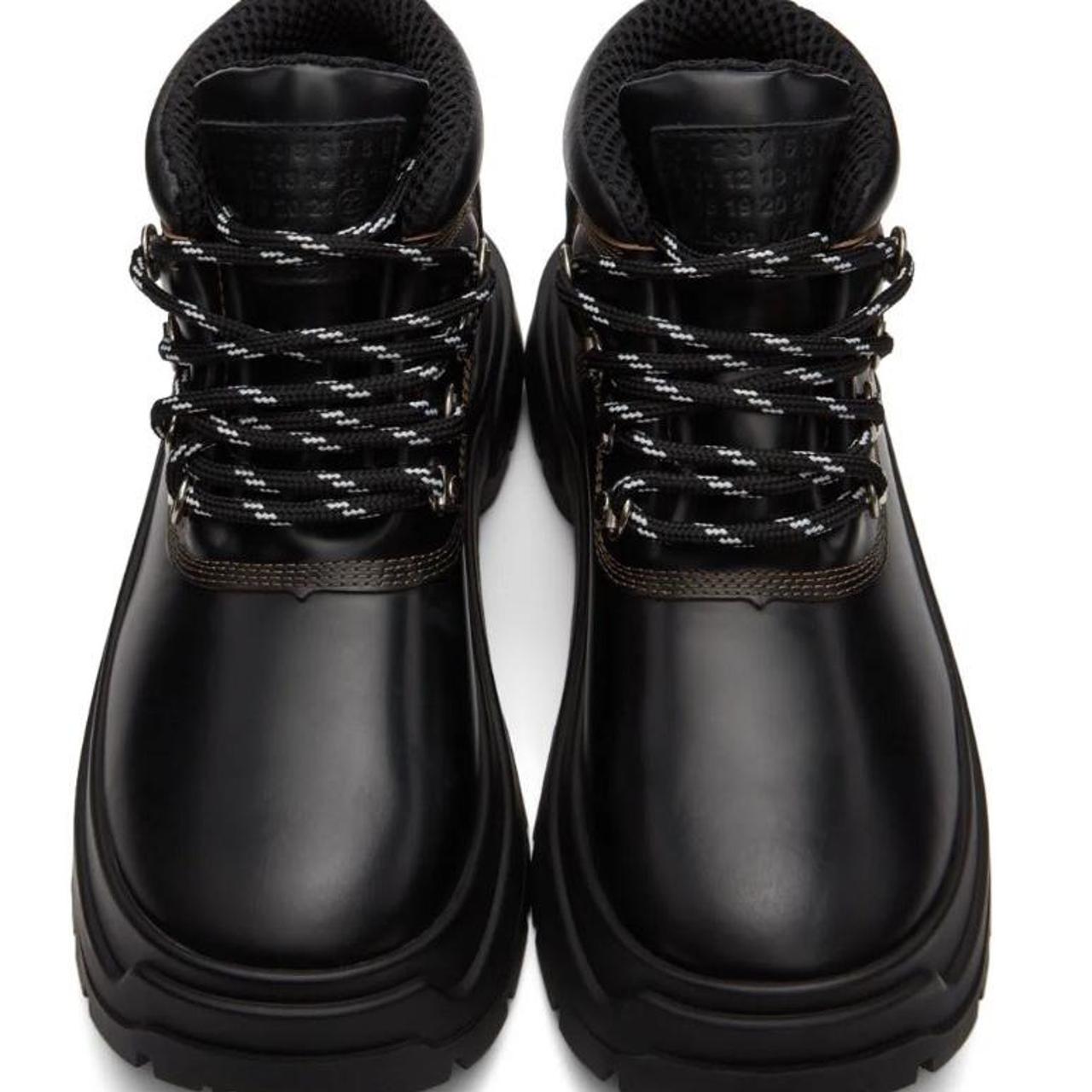 Maison Margiela black leather lace up boots, size | Depop