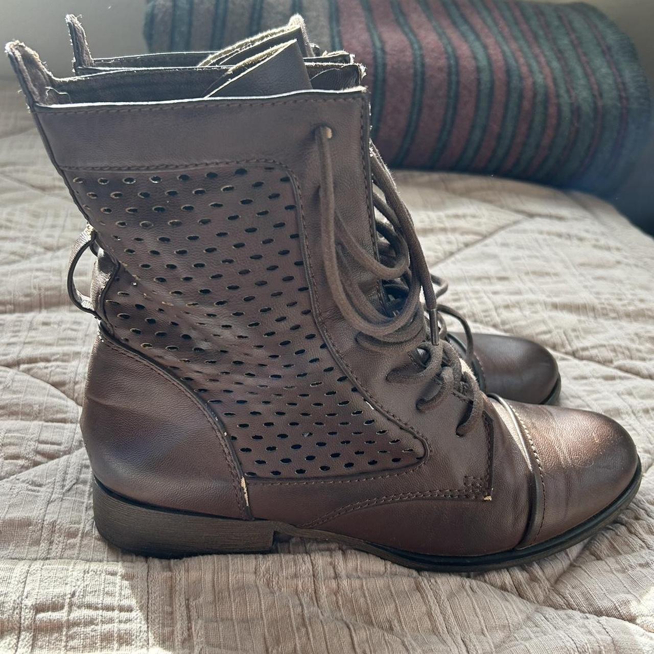 Cute brown combat clearance boots