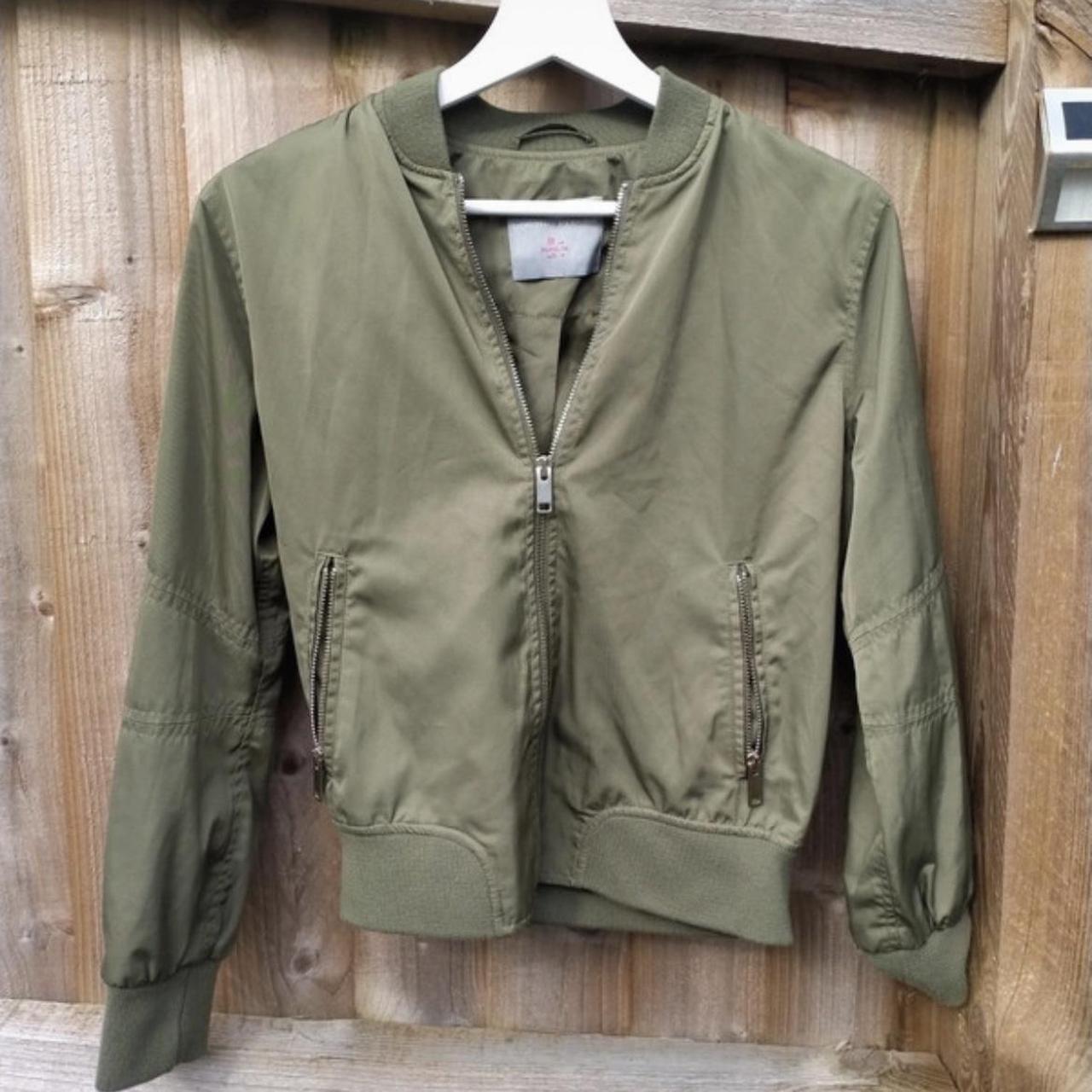 Khaki bomber jacket, vintage jacket Dorothy Perkins... - Depop