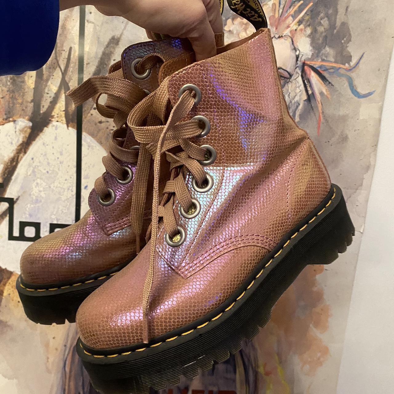 Dr. Martens Molly Iridescent pink platform boots Depop