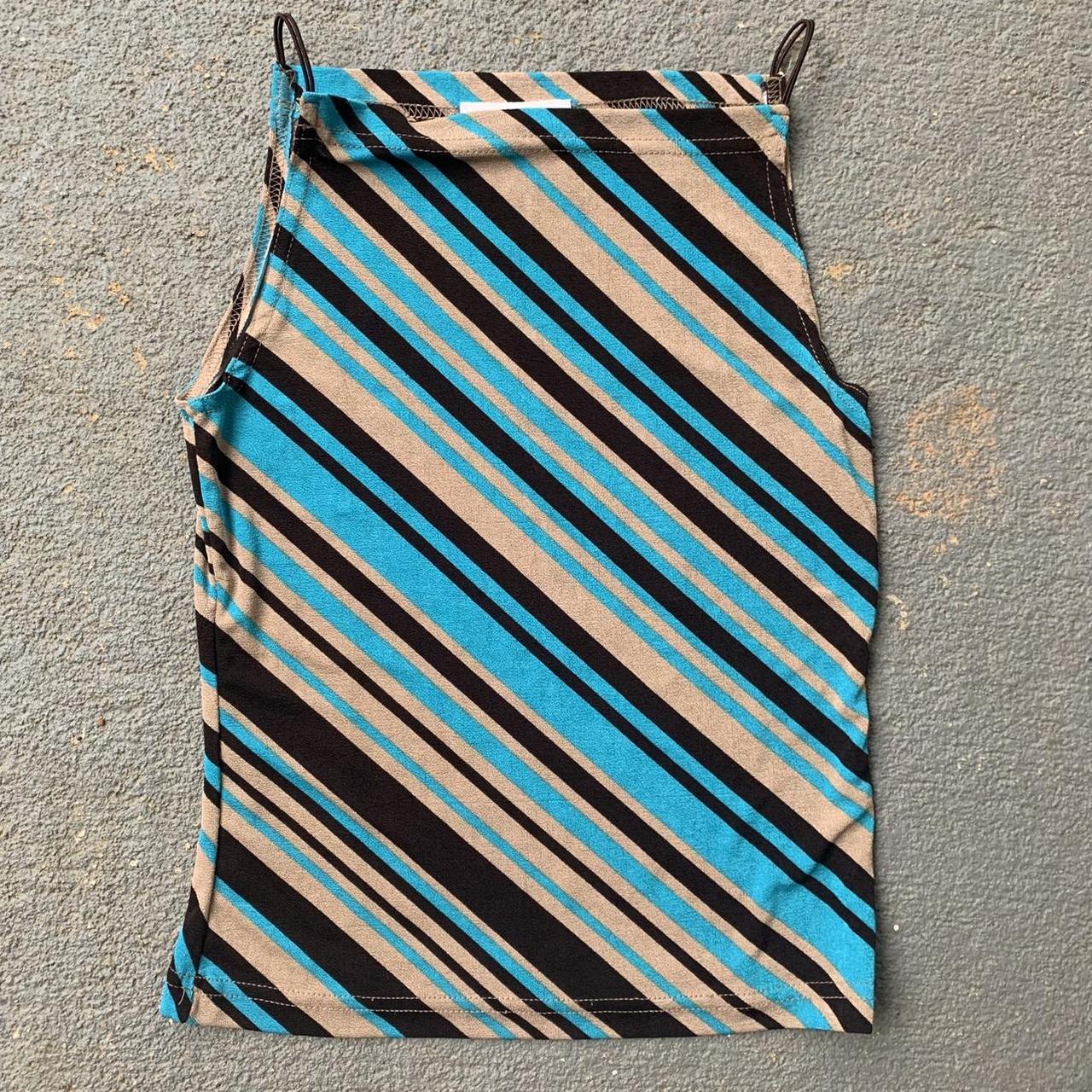 IZ Byer Women's Blue and Brown Vest Depop