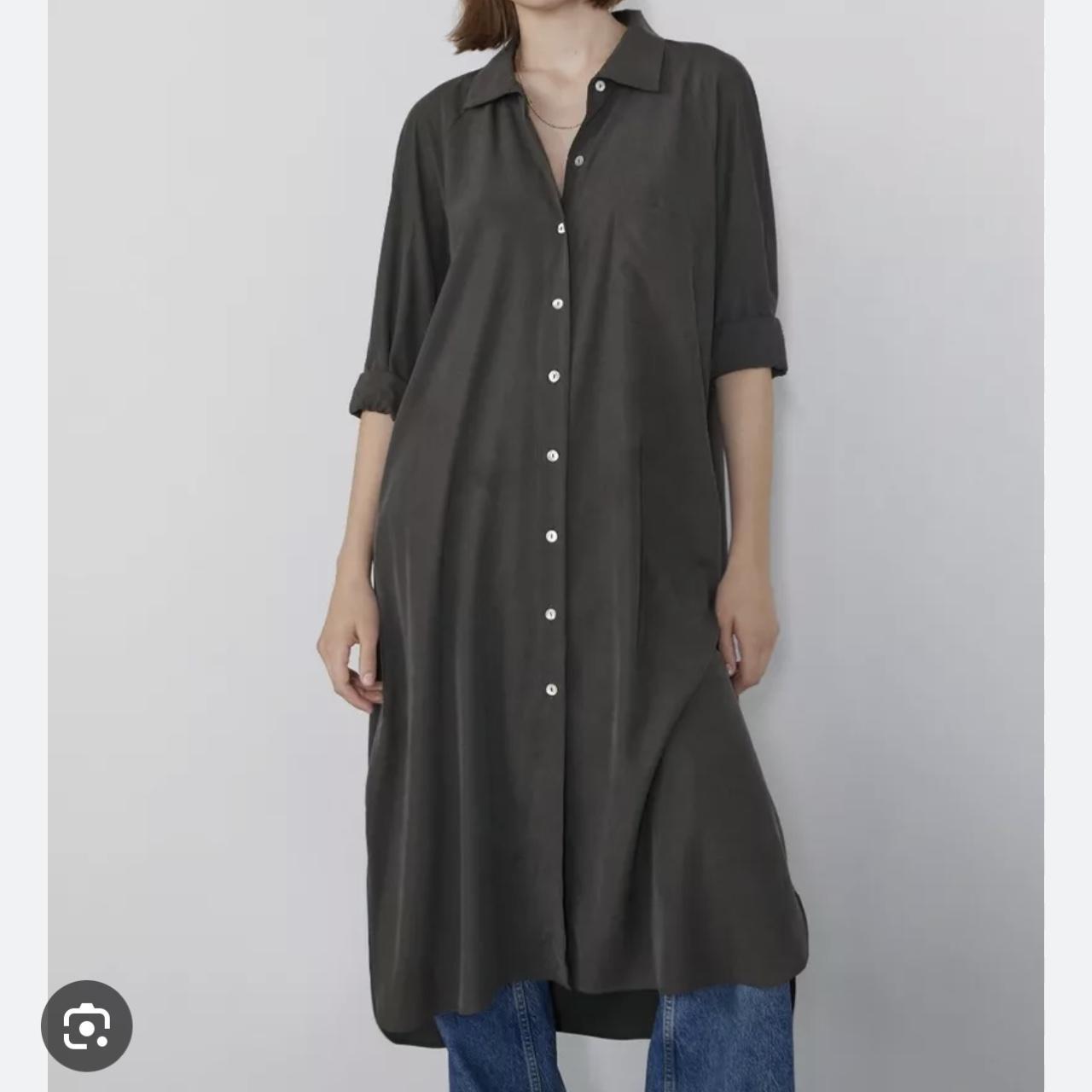 Zara SHIRT DRESS-Gray green-4437/254-lyocell-size