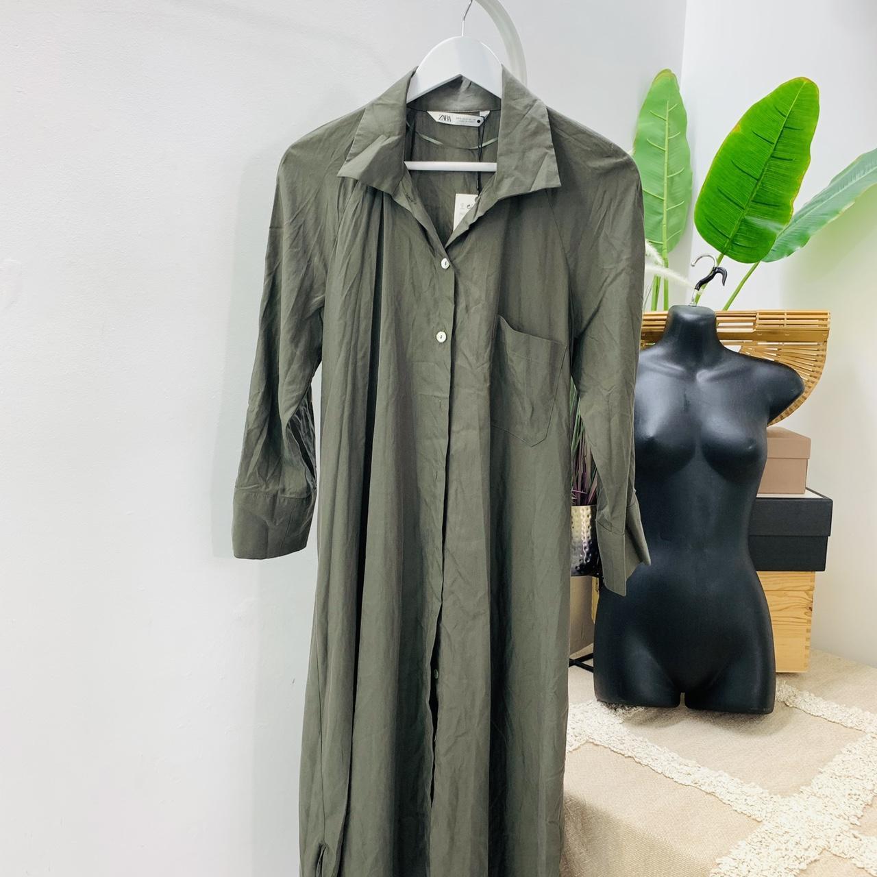 Zara SHIRT DRESS-Gray green-4437/254-lyocell-size