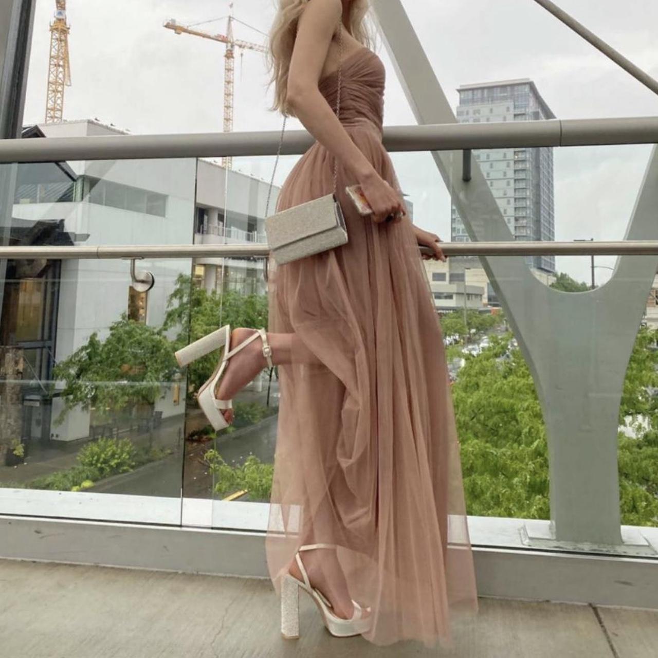 strapless pink tulle prom dress Worn once in