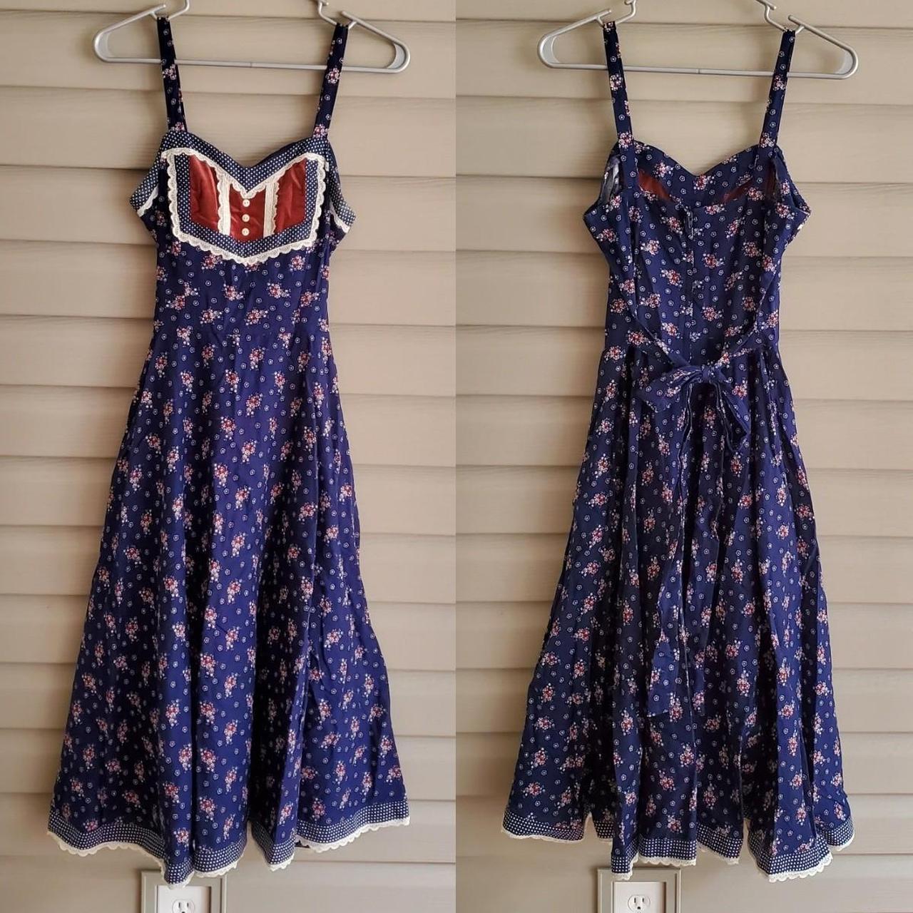 Gunne Sax Women's Navy and Red Dress (3)