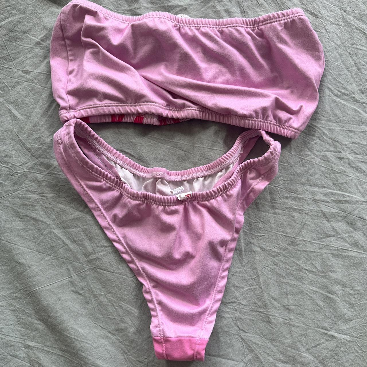 Super cute, pink fire bandeau and panty set. From... - Depop