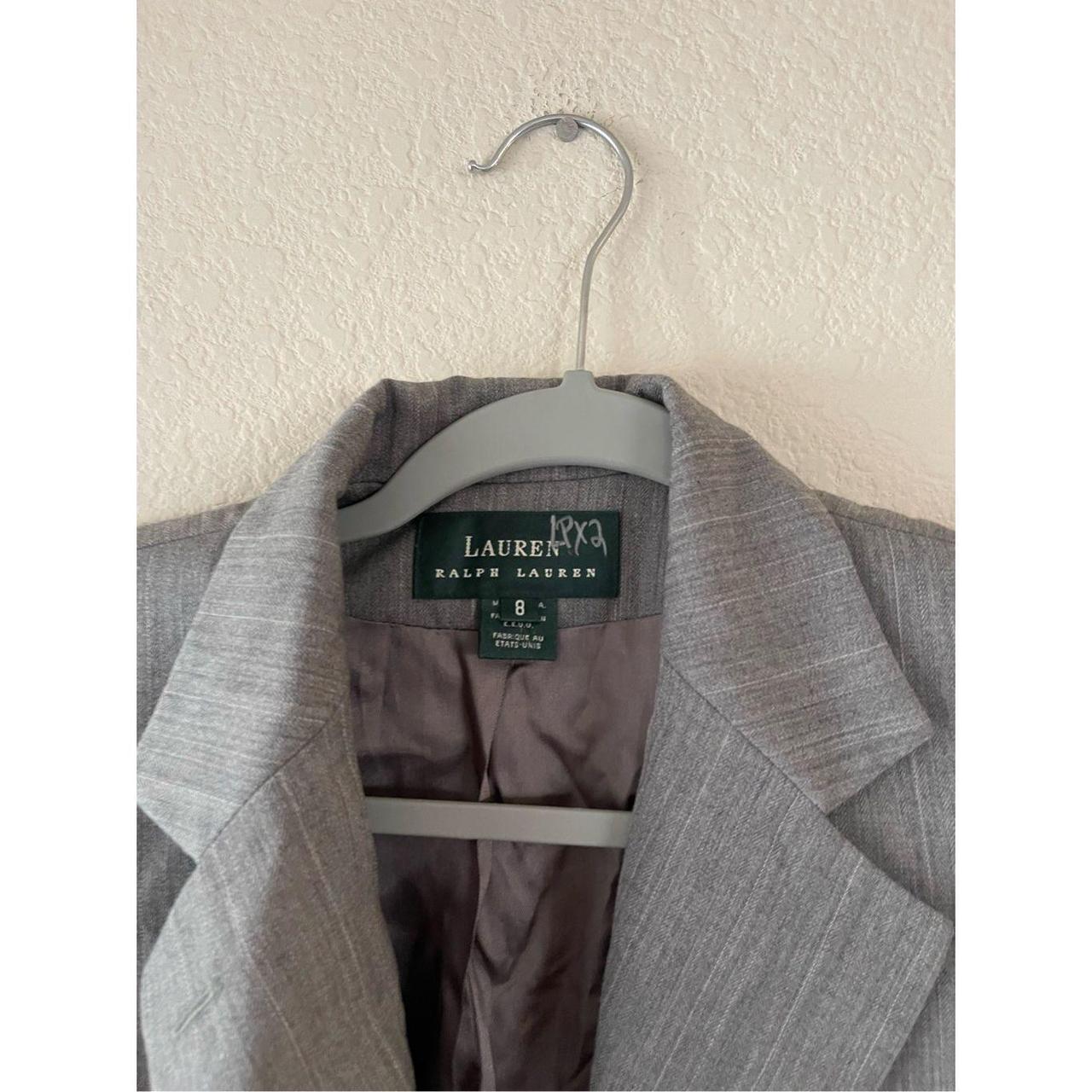 Vintage Lauren Ralph Lauren wool blazer size 8 Grey - Depop