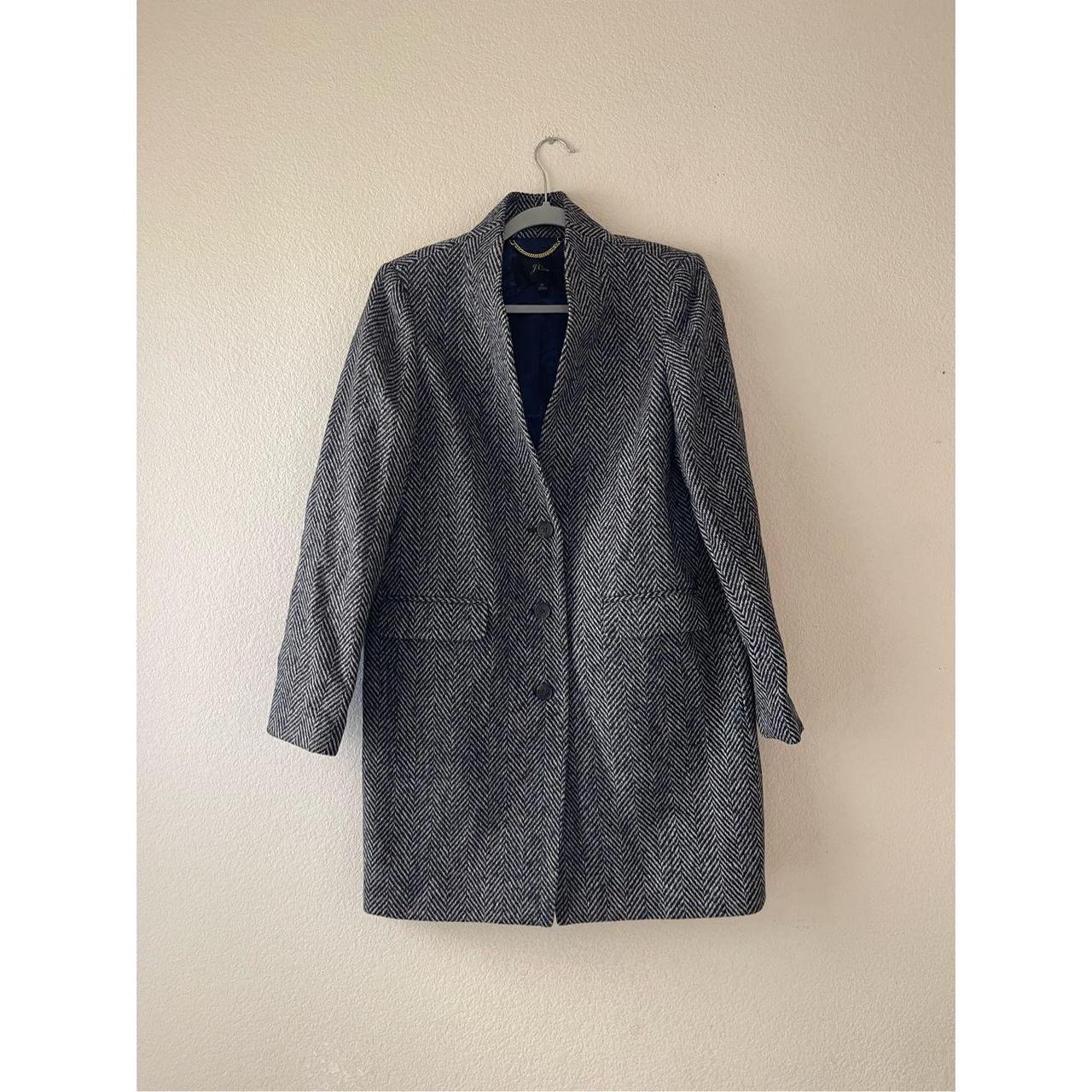 J crew store wool herringbone topcoat