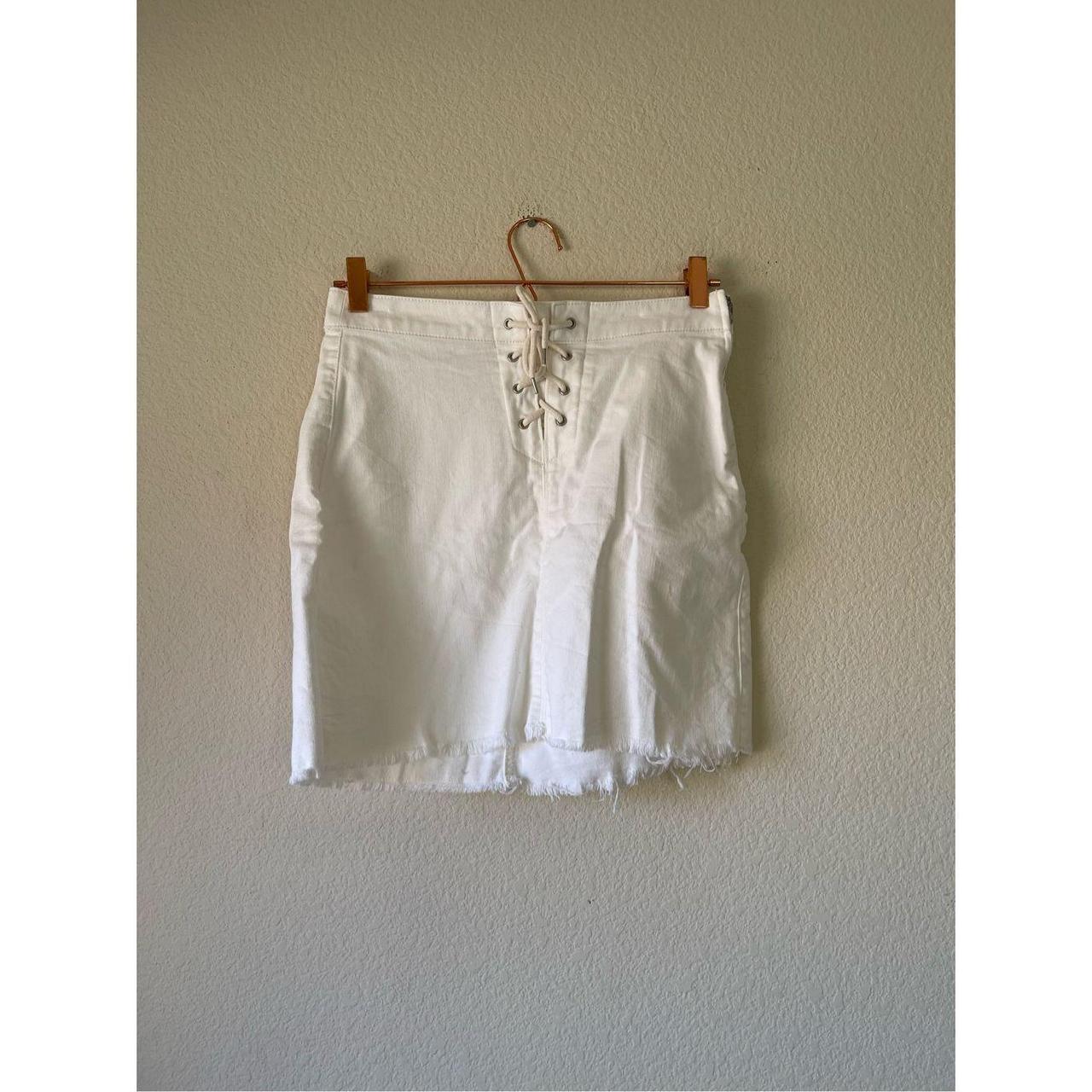 White lace outlet up jean skirt