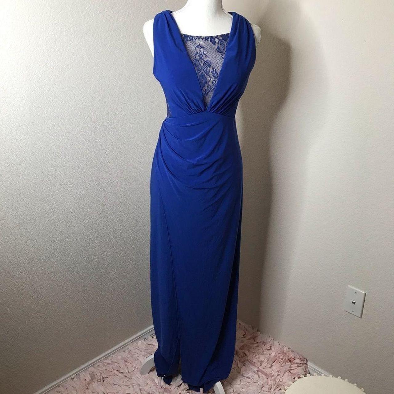 Hailey by Adrianna papell blue front slit gown prom Depop