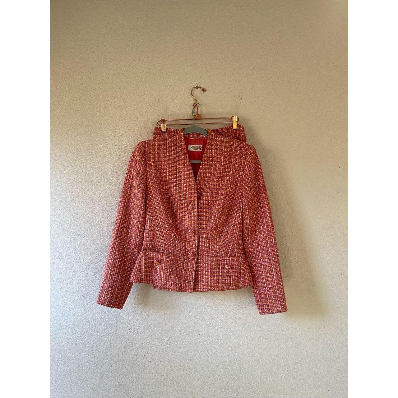 Talbots Blazer Jacket Womens Size 10 Pink Tweed - Depop