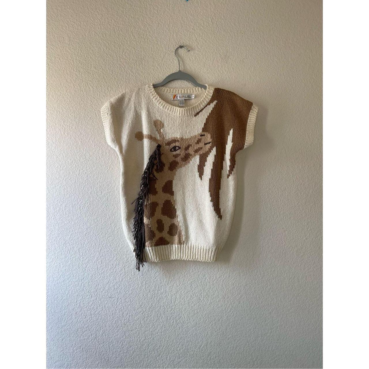 Vintage giraffe fringe sweater vest size medium...