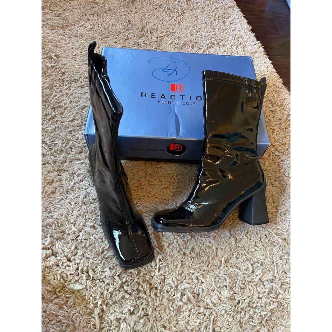 Y2k patent leather shiny square toe chunky heel. Depop