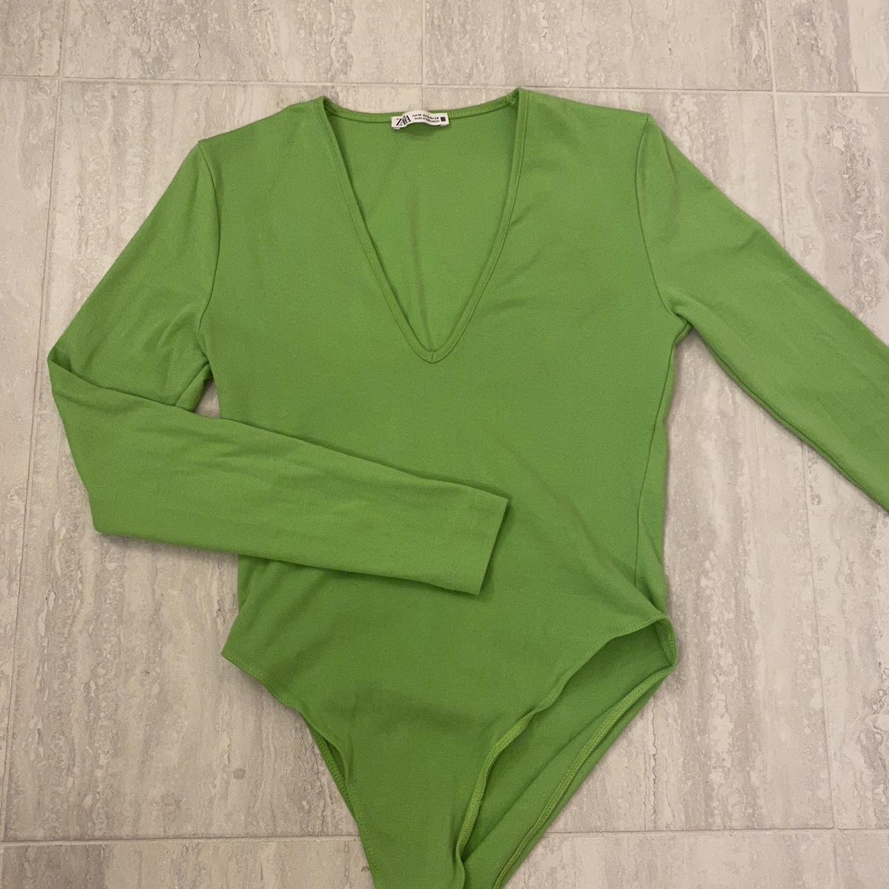 Neon green Zara bodysuit - Depop