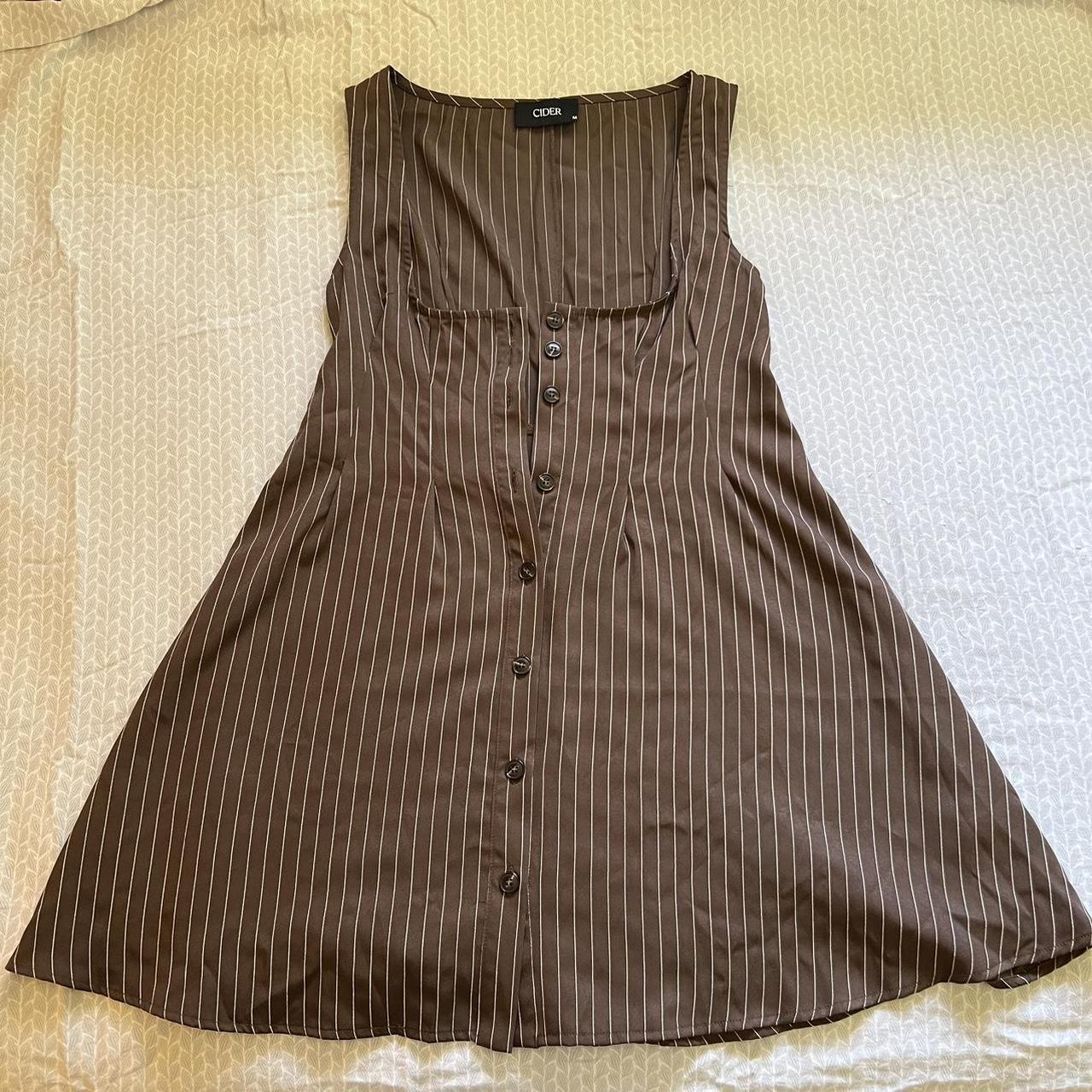 brown stripped dress, with buttons, from cider!! Depop