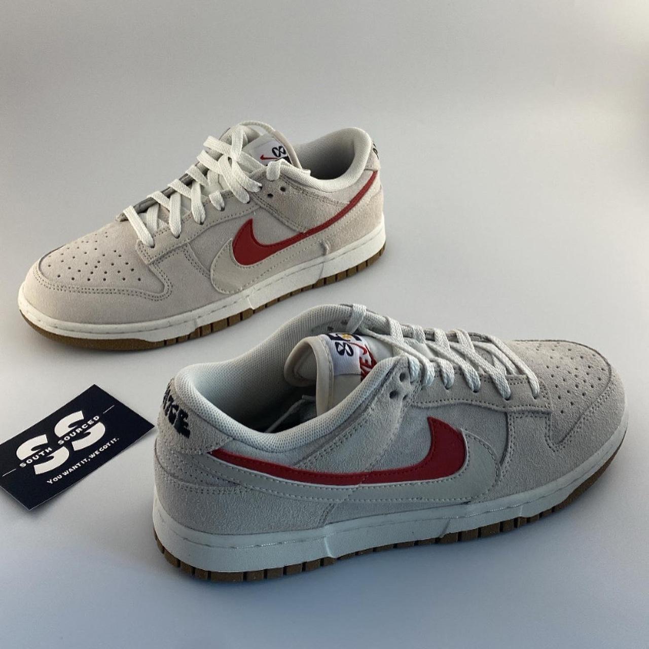 dunk with red toe and brown swoosh