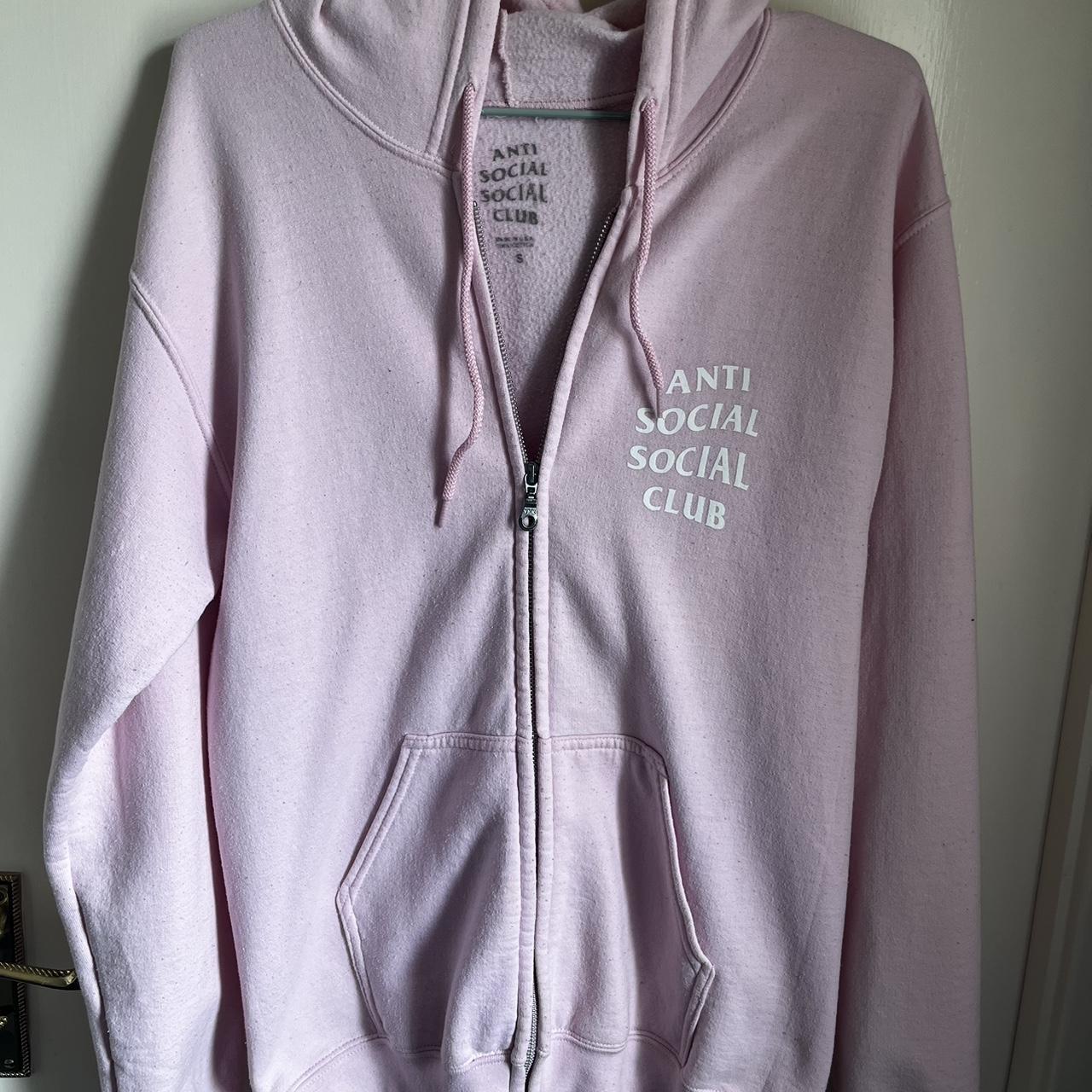 Pink anti social social club zip up hoodie. Size... - Depop