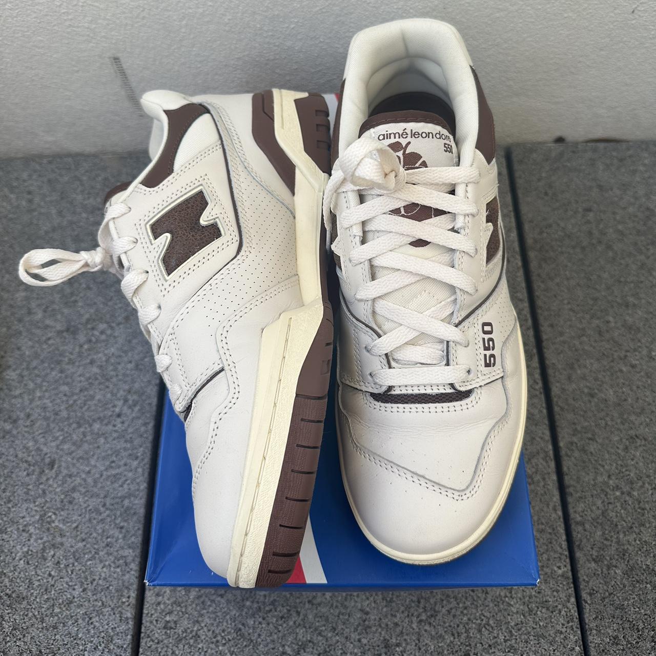 New Balance Men's White and Brown Trainers | Depop