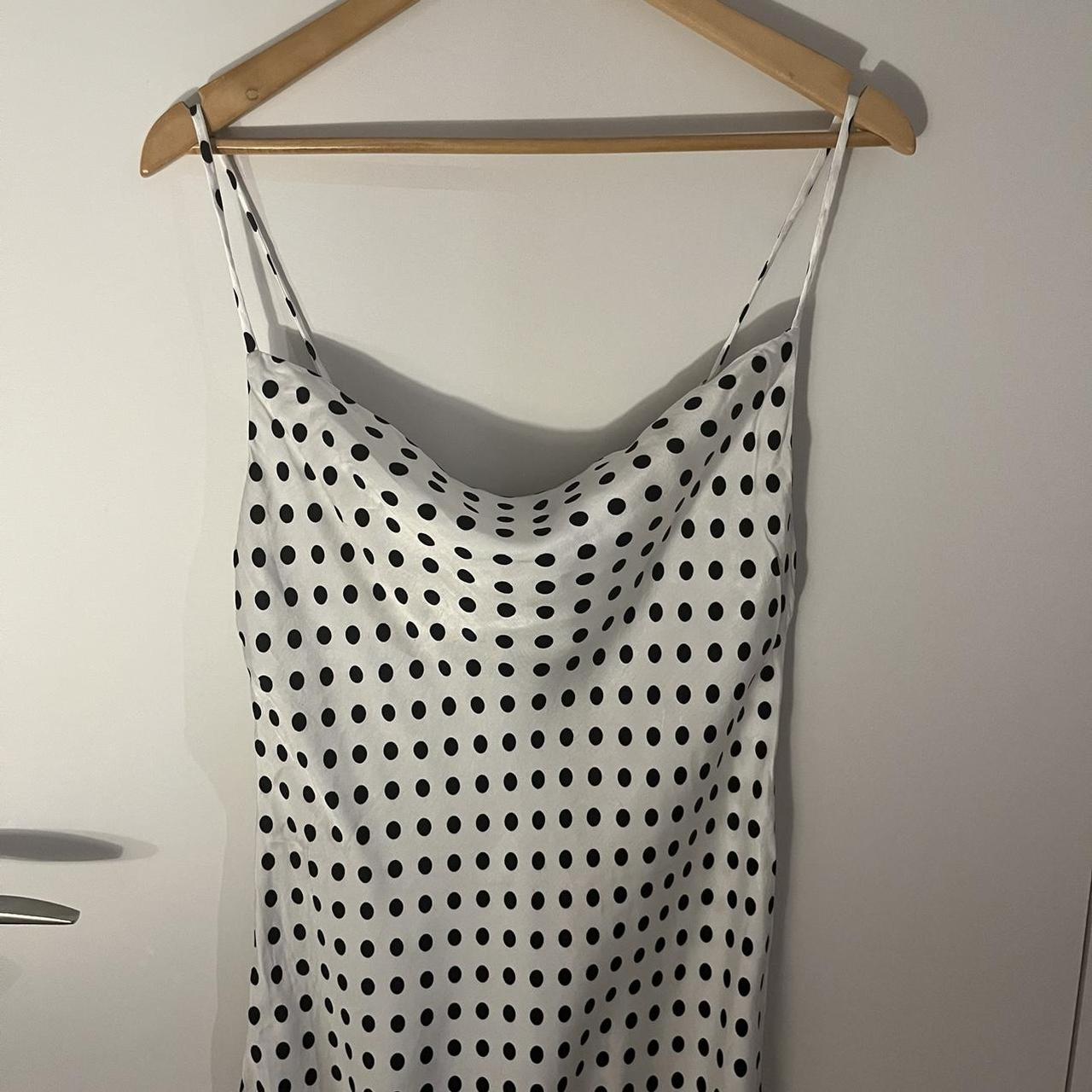 Zara White Polkadot slip satin camisole midi dress.... Depop