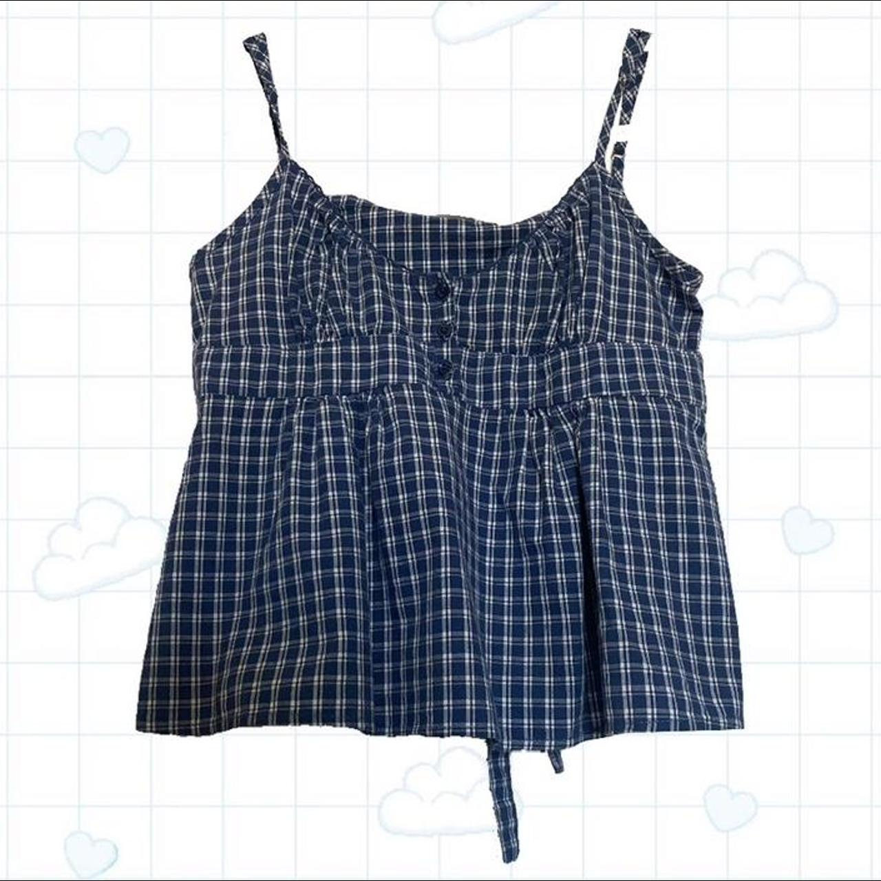 Blue Gingham John Galt “Brandy Melville” Babydoll... - Depop