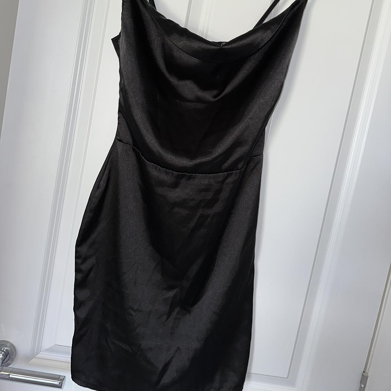 Misguided black satin mini dress Size 8 Worn once... - Depop