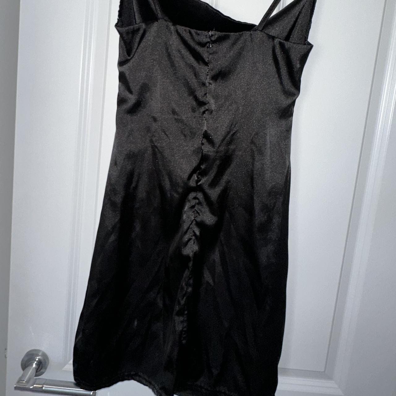 Misguided black satin mini dress Size 8 Worn once... - Depop