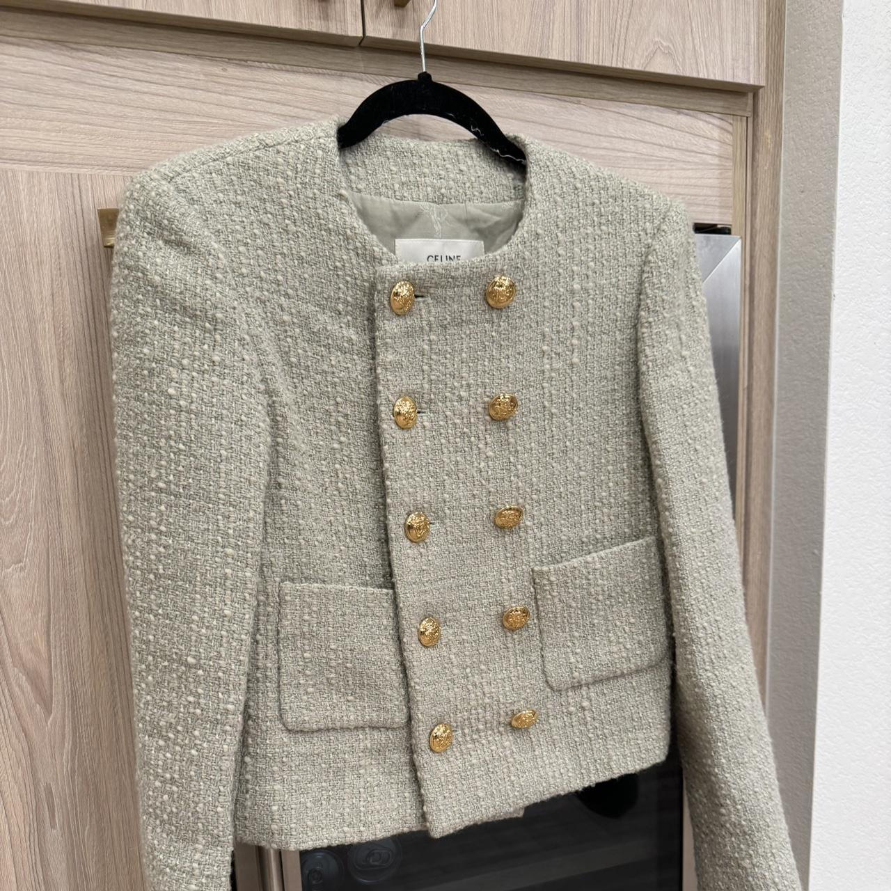 CELINE Green Wool Blazer with Silk inside Free... - Depop