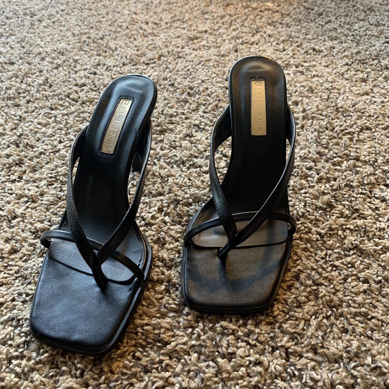 Billini kitten heels Black thong sandals with small... - Depop