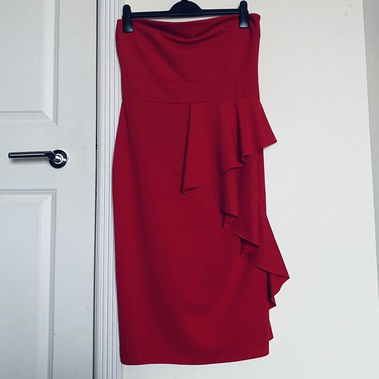 Red tube dress with frills| fairly worn| super... - Depop