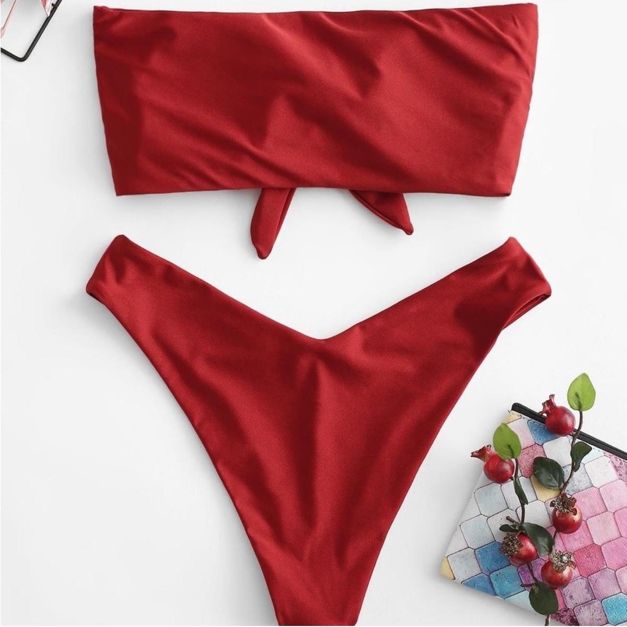 Zaful red bandeau bikini hotsell