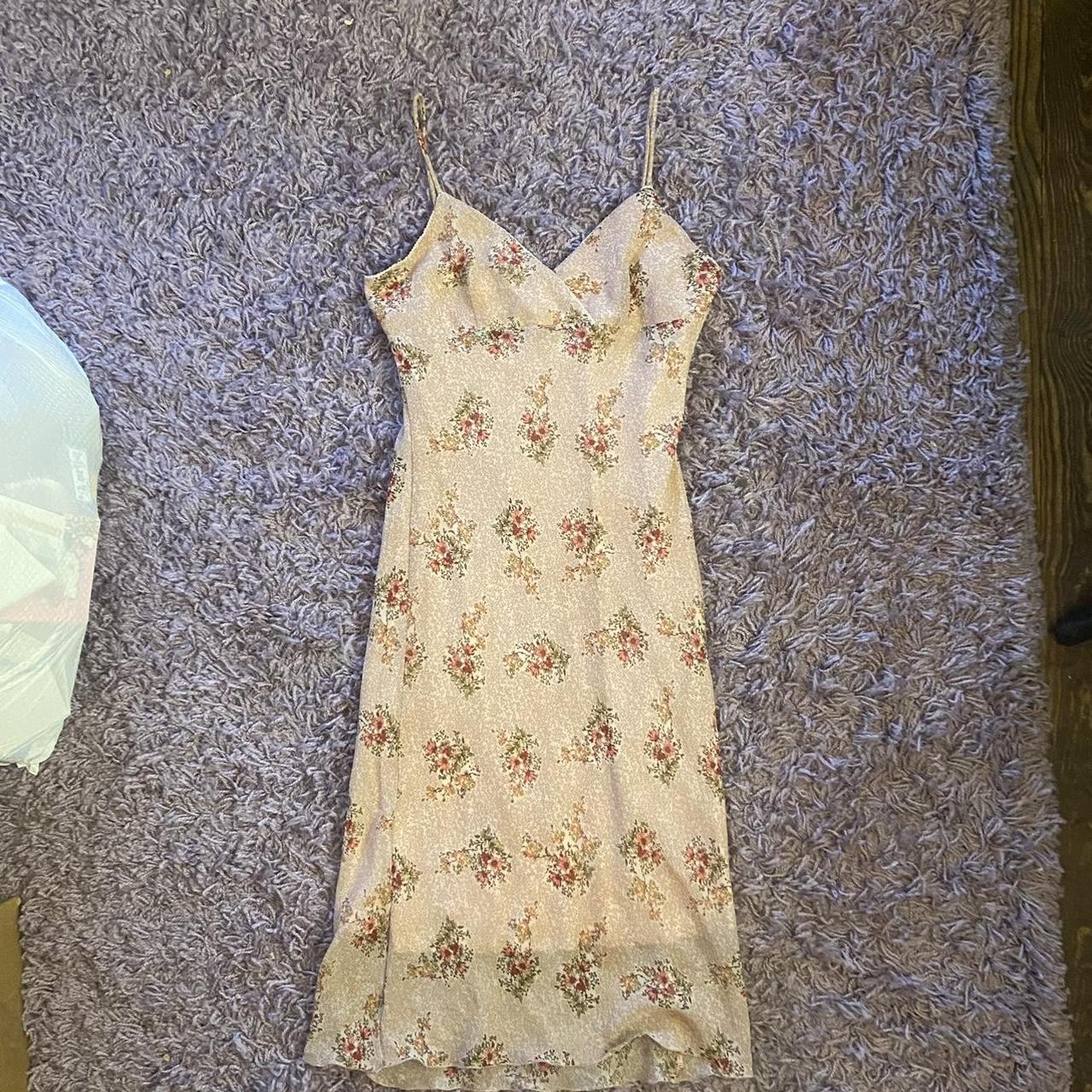 vintage forever 21 midi dress baby pink dress with... - Depop