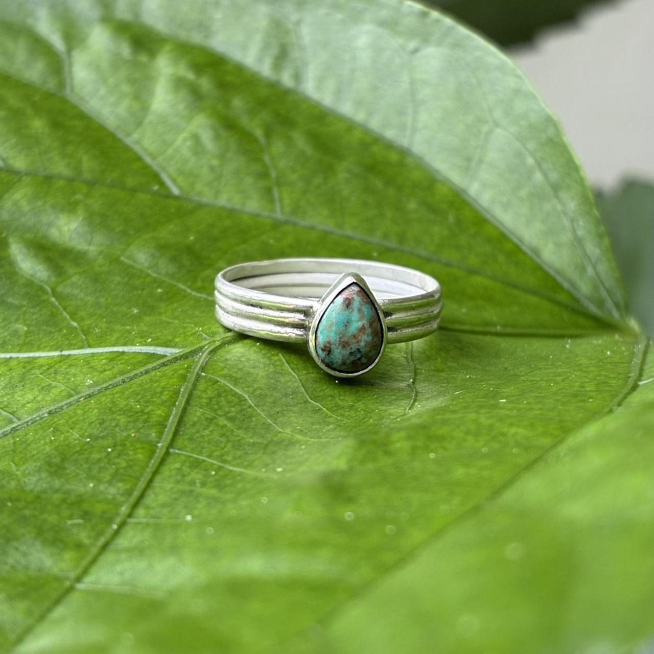 Custom Women's Ring - Silver – Tiny tear shaped t… - image 1