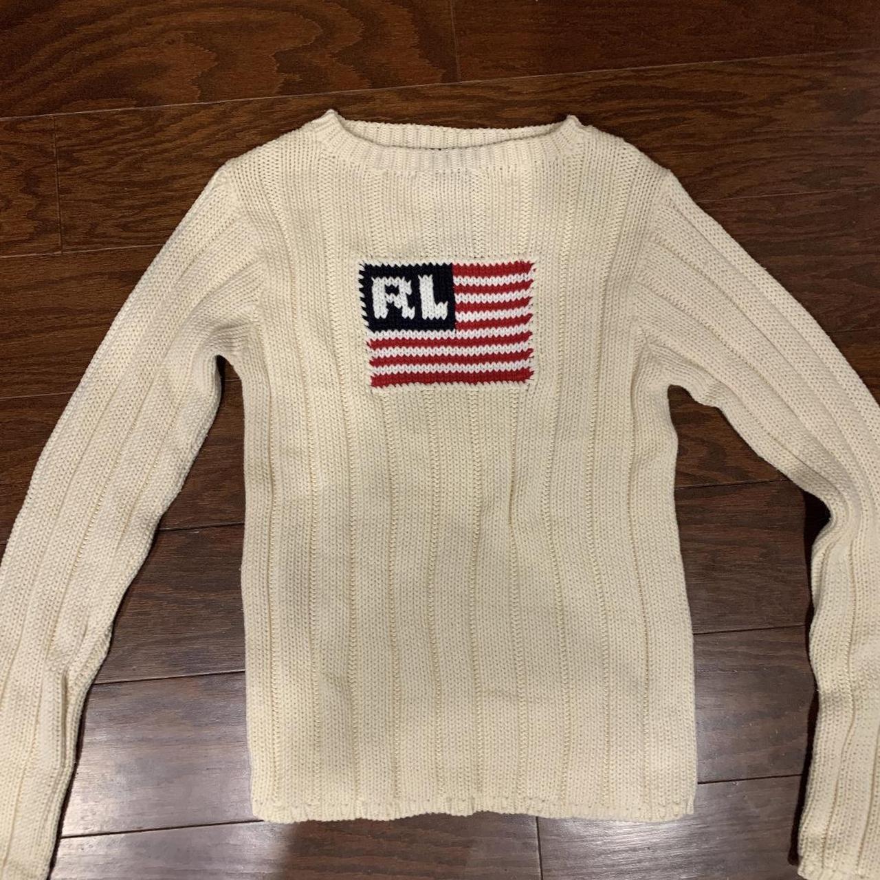 NWT Polo Ralph Lauren Iconic Flag Striped RL Sweater... - Depop