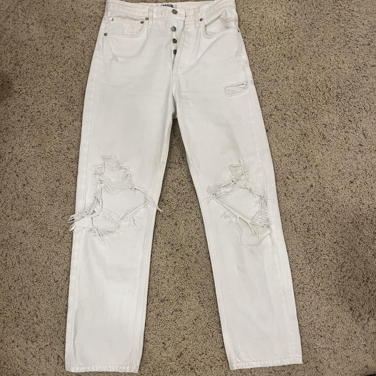 AGOLDE Women's White Trousers | Depop