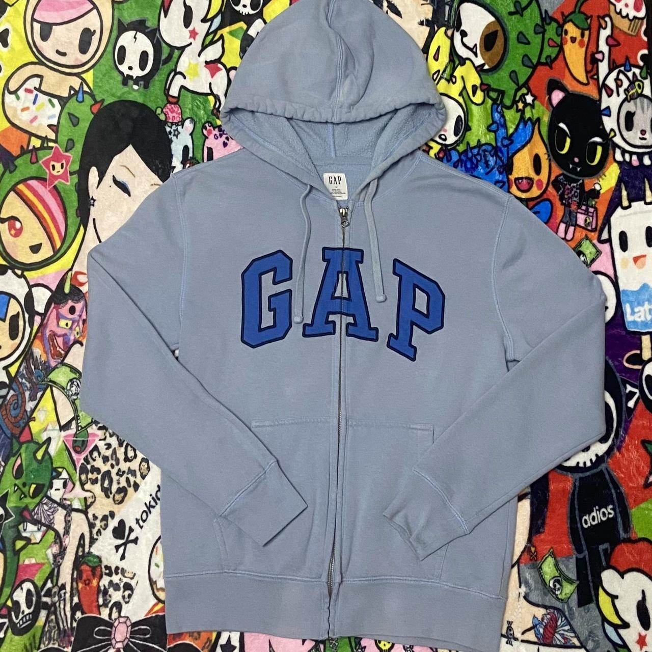 baby blue Gap zip up hoodie Mens Sm Depop