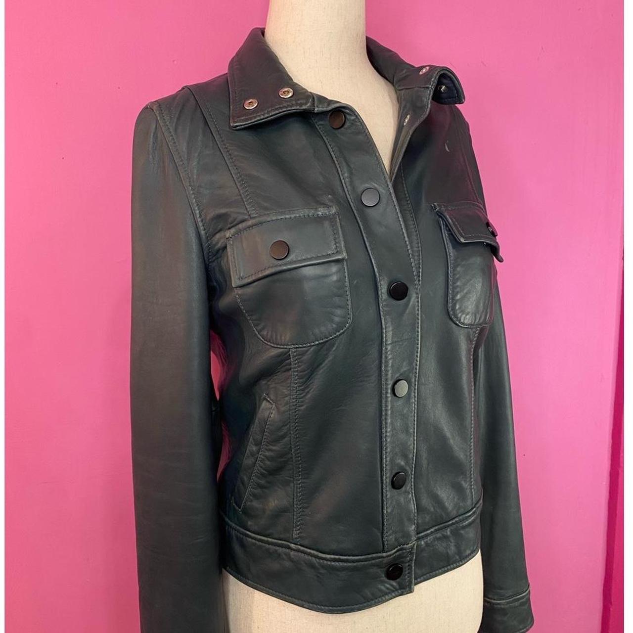 Buttery soft forest green leather bomber/ varsity... Depop