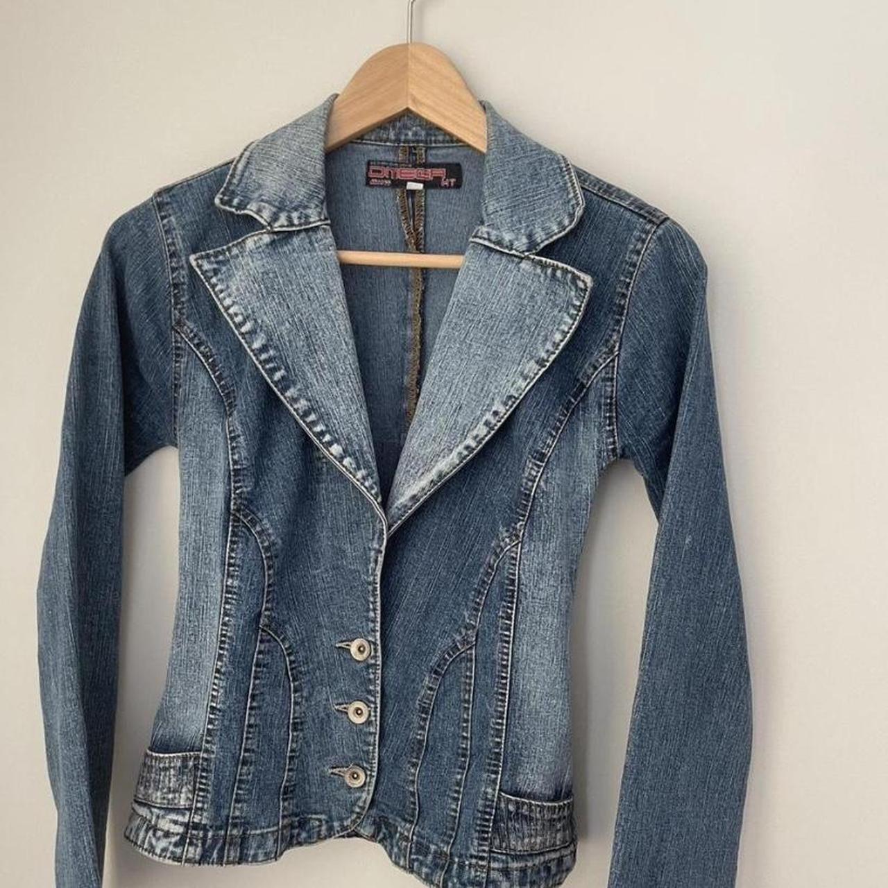 retro, 70s style fitted denim jacket. tagged size 28... - Depop