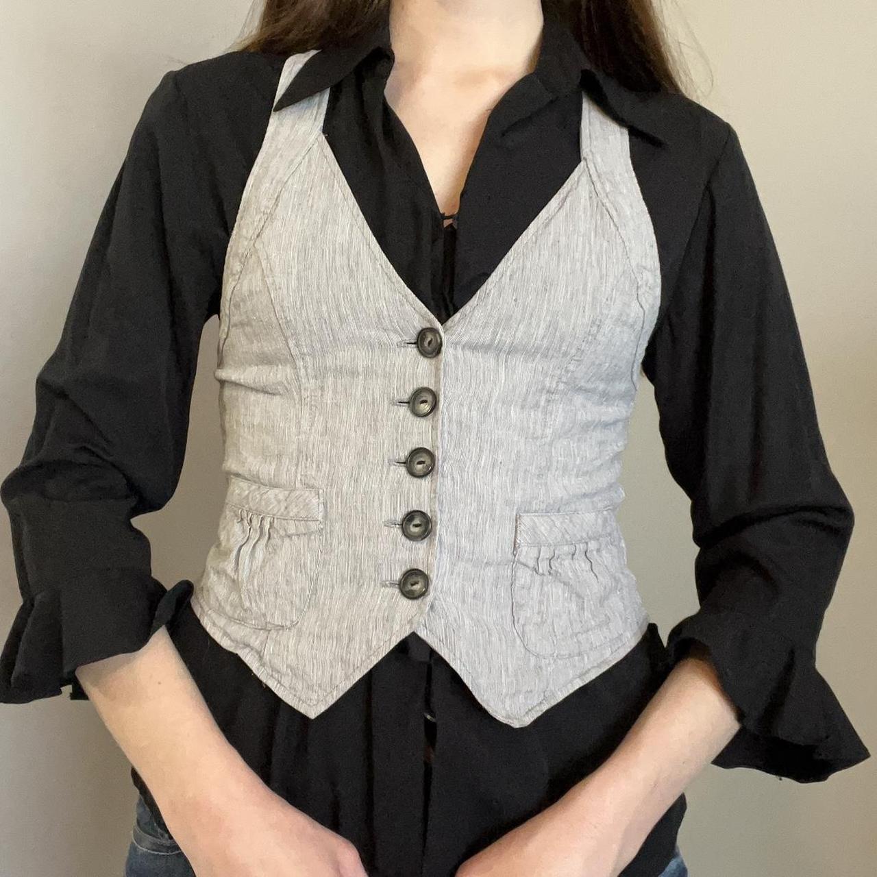 grey button up vest super cute piece! perfect... - Depop