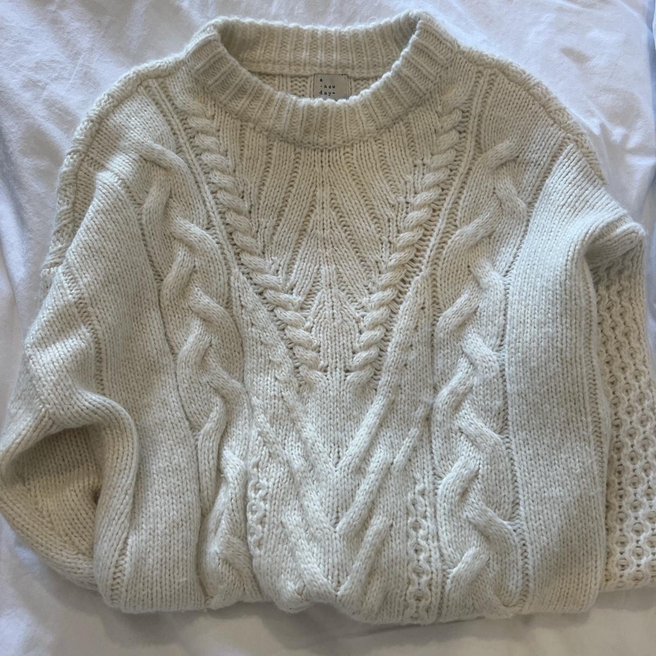 rory gilmore cozy cream cable knit pullover... - Depop