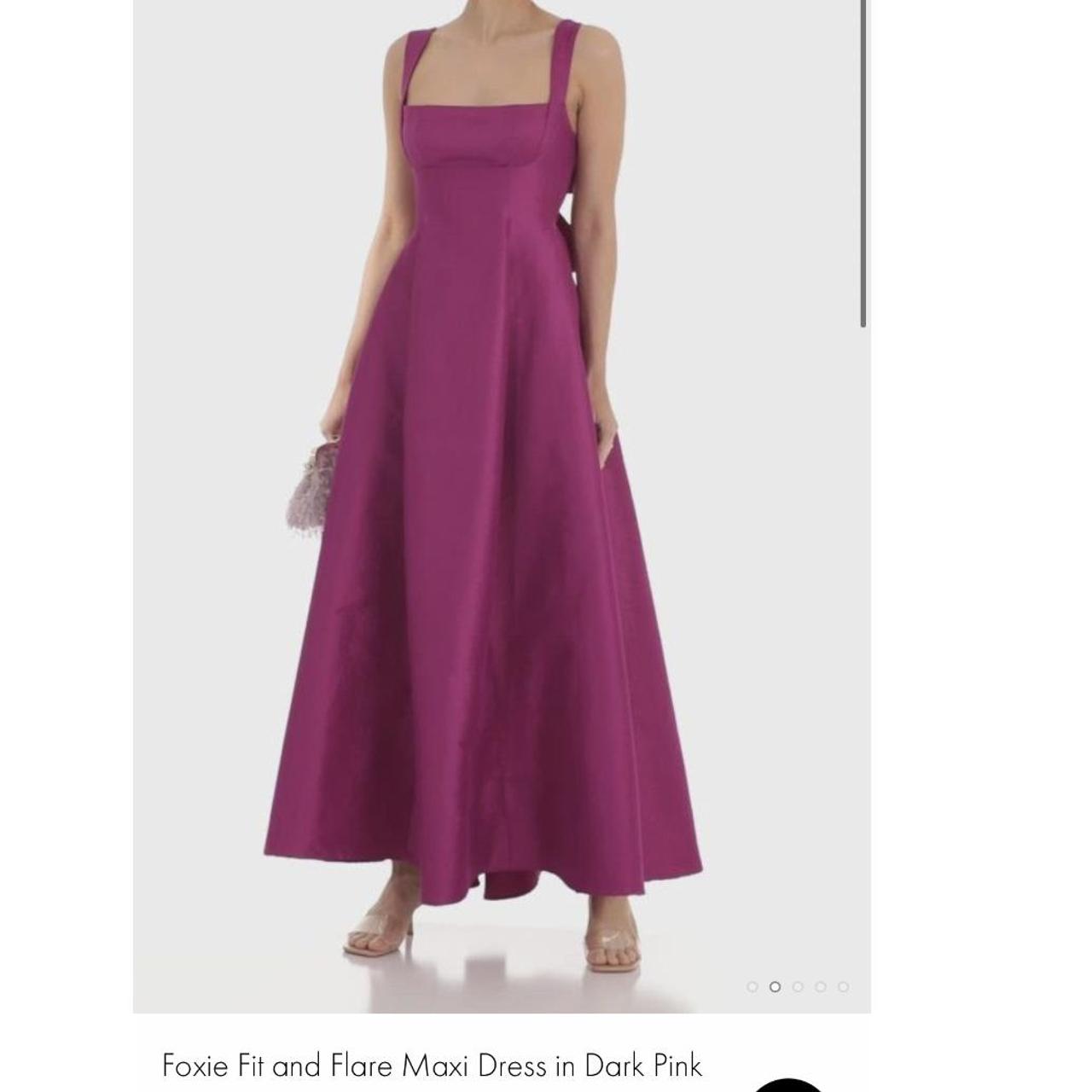 Foxie Fit and Flare Maxi Dress in Dark Pink