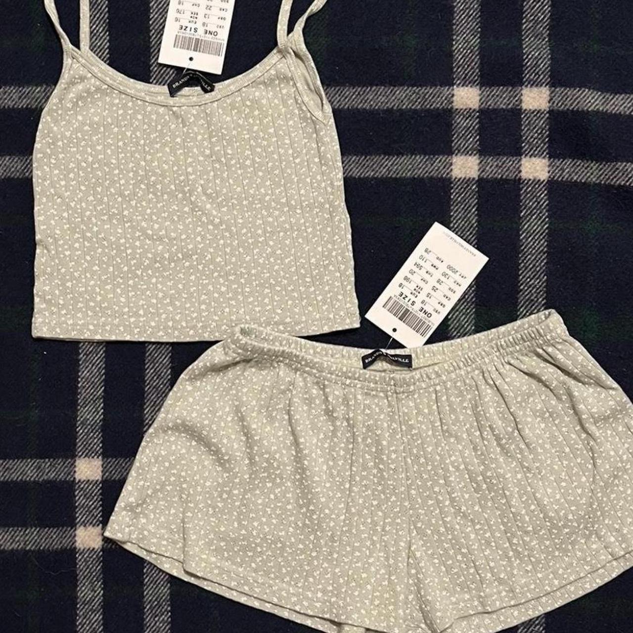 brandy melville green floral matching set! Super... Depop