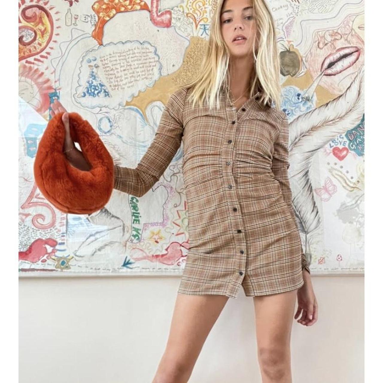 Zara checkered mini dress Long sleeve, button Depop