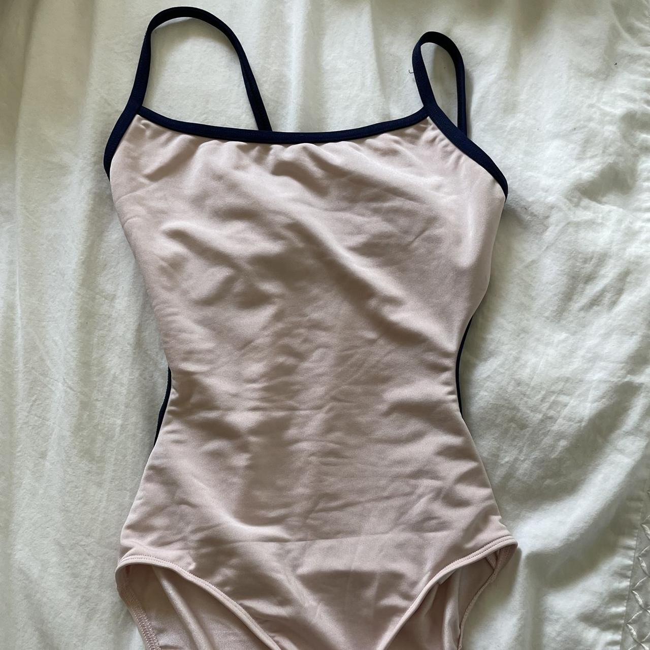 Mariia light pink with navy trim ballet leotard!...