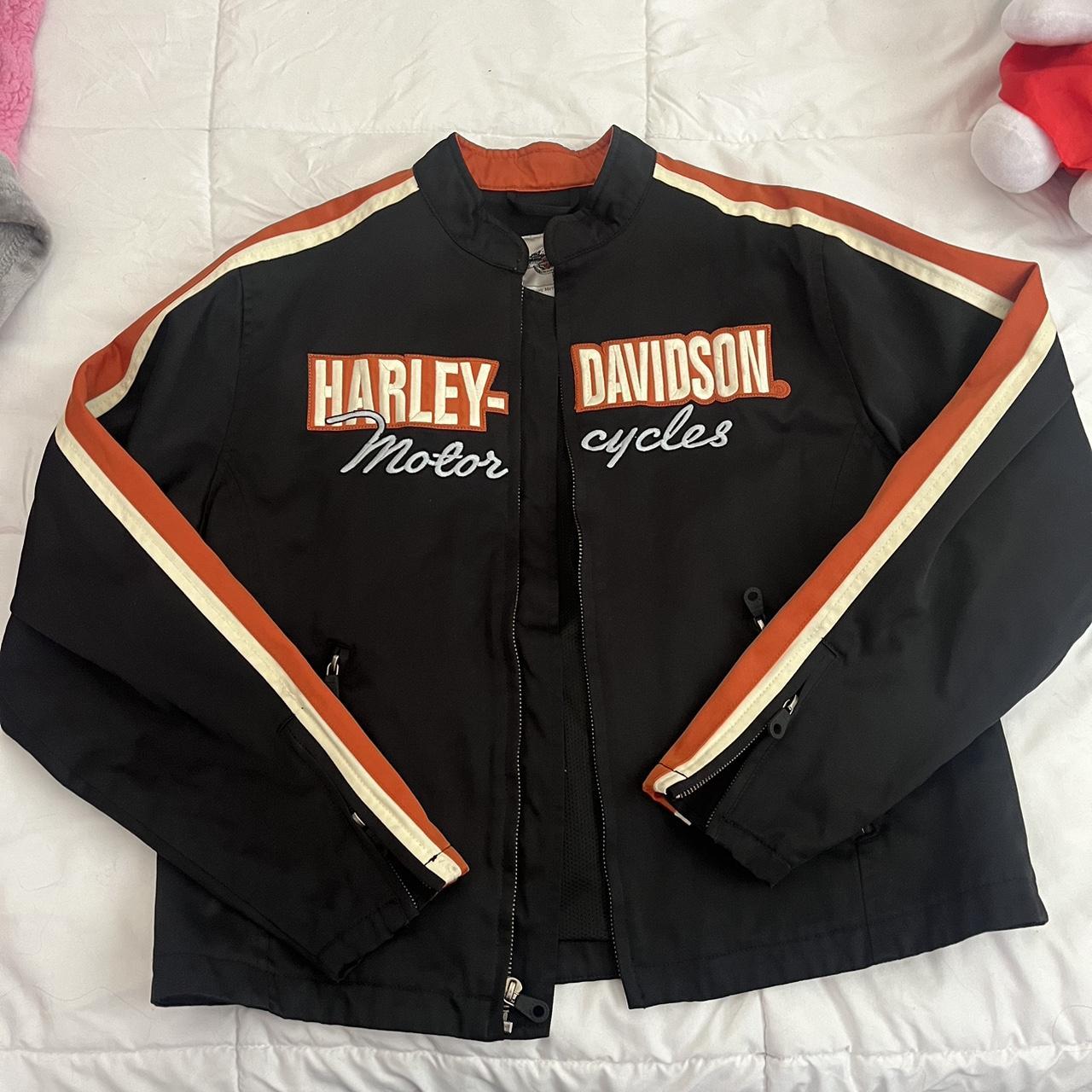 harley davidson moto jacket labeled as size xl but... - Depop